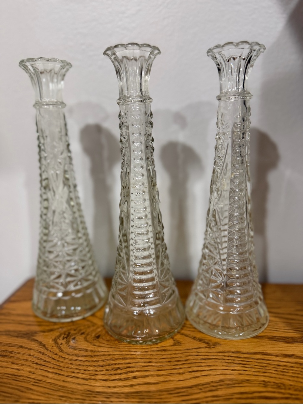3 Indiana Glass Stars and Bars Bud Vases